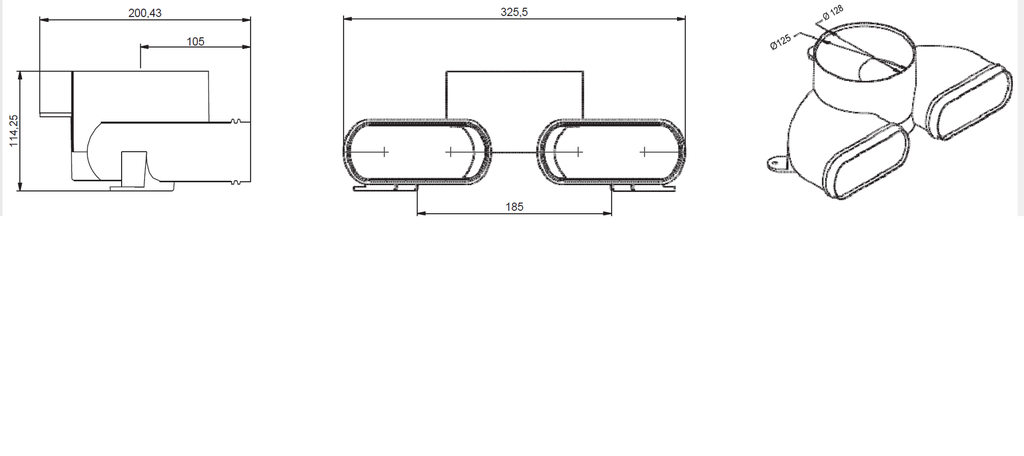 Double valve connection Ø125