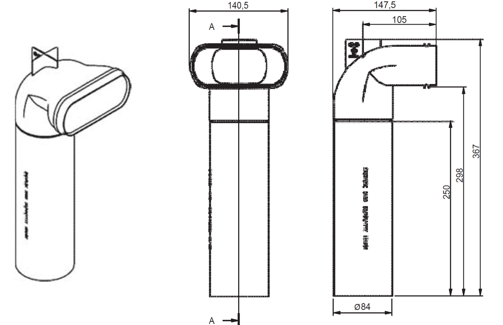 Set extension piece angled ø80 Renson