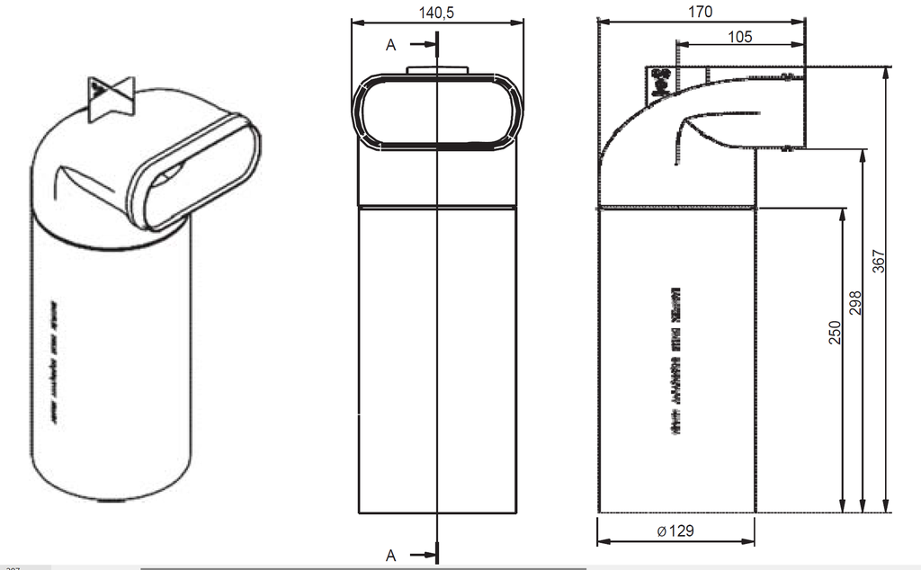 Set extension piece angled 125 Renson