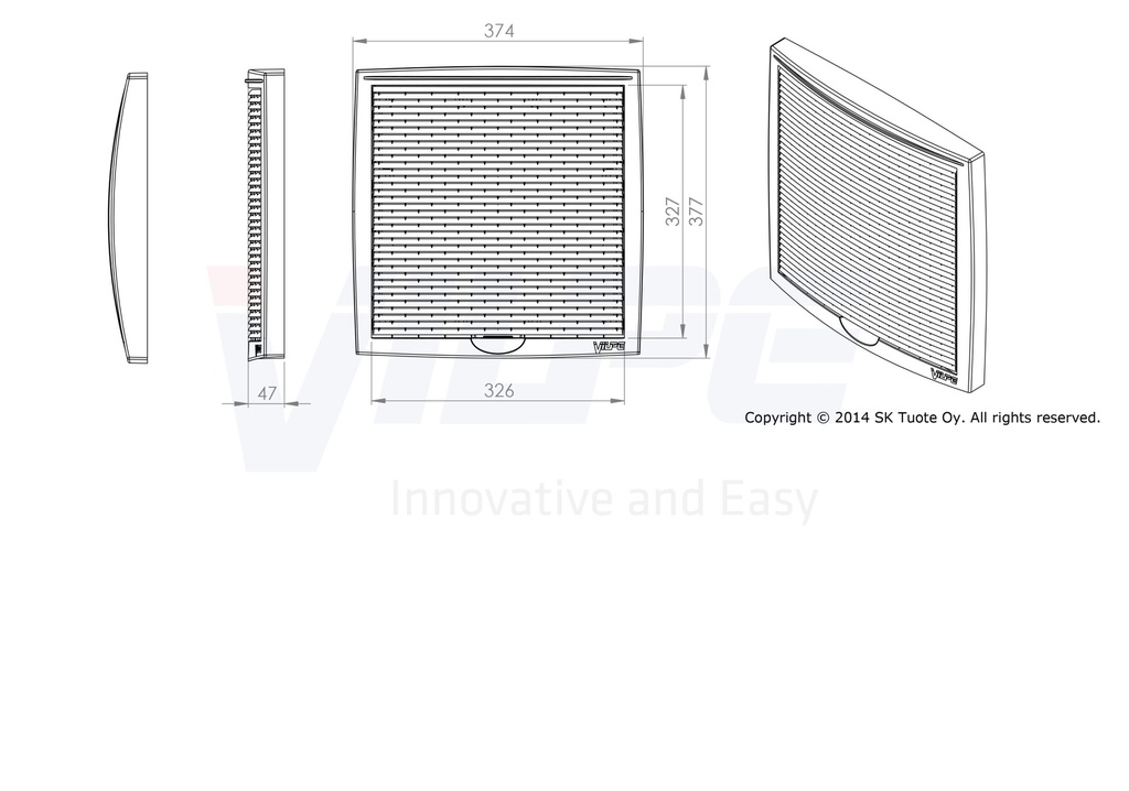 Rejilla multifunción 150 x 150 GRILLE 375 X 375 BEIGE