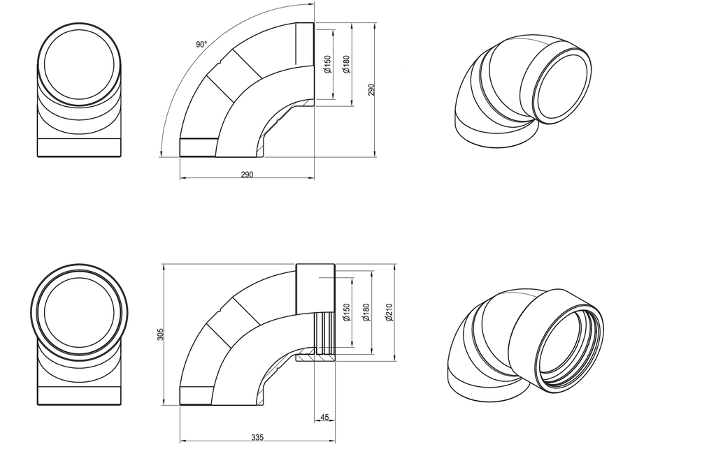 Curve insul. EPP 90° ø150/180