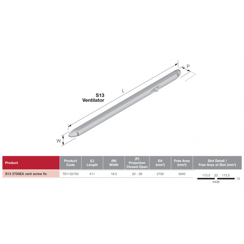 AIREADOR TRIMVENT S13 PLASTICO TS1134470 392 BLANCO 411mm