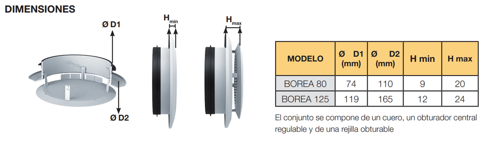 BOCA EXTRACCIÓN E INSUFLACIÓN Ø80MM
