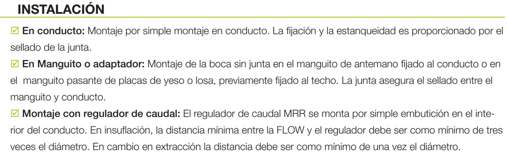 BOCA FLOW EXTRACCIÓN E INSUFLACIÓN Ø80MM