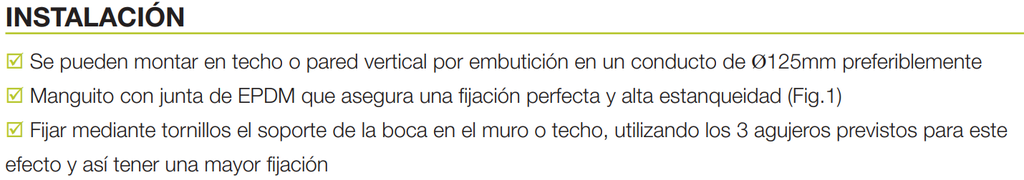 BOCA EXTRACCIÓN AUTO 90M3/HR SIN CONECTOR
