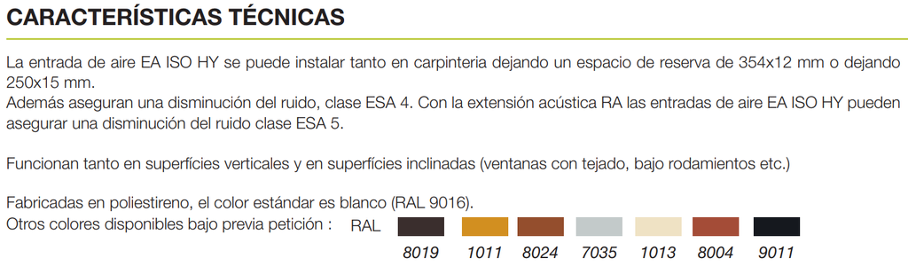 ENTRADA AIRE ACÚSTICA HIGRO 5/45M3/HR RAL 9016